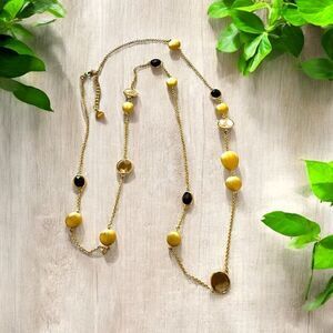 stella & dot ~ vintage gold and gem station necklace ~ like new